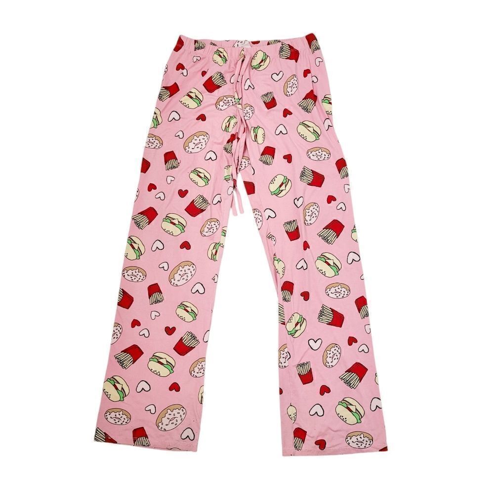 2/$20 Urban Heritage Pink Burger Fries Sleeping Pants Size: Small